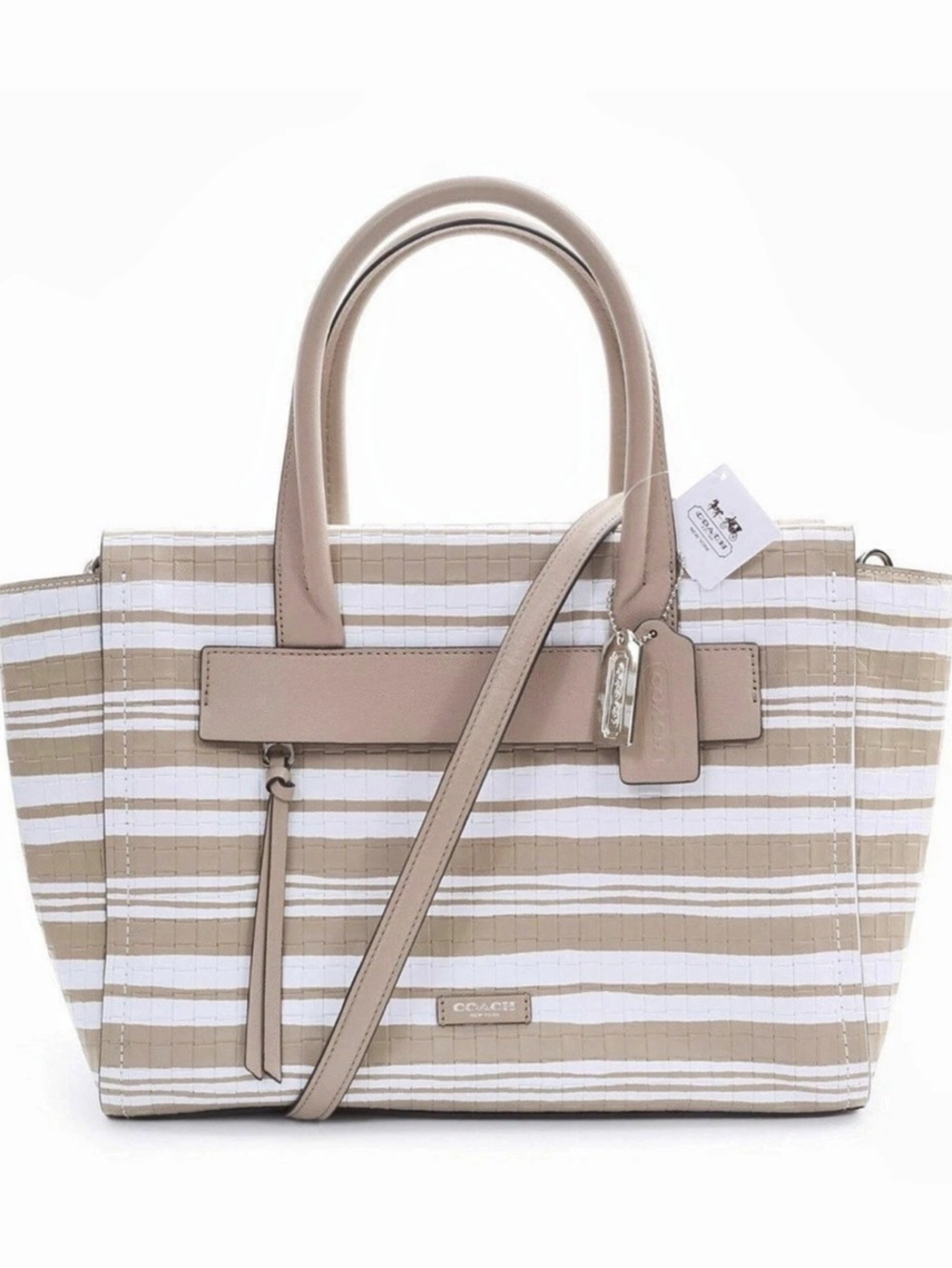 NWT Coach 31002 SVCQT Bleecker Riley in Embossed Woven Leather Bag MSRP $498